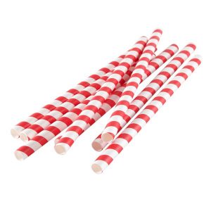 Bombilla de papel gruesas bicolor roja 1 cm diámetro embalaje 10x100 uds.