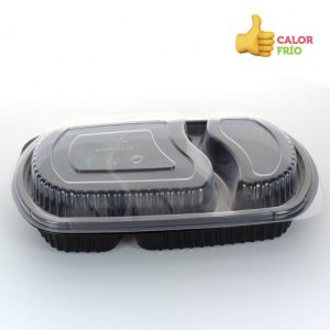 Envase porta colación con división color negro embalaje 400 uds.