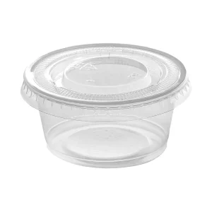 Pocillo salsero transparente con tapa embalaje 2500 uds.